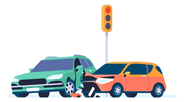 赤信号で停止中に追突された画像